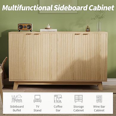 Garvee Sideboard Buffet Cabinet with Storage, Fluted Accent Credenza, for Living Room, Dining Room