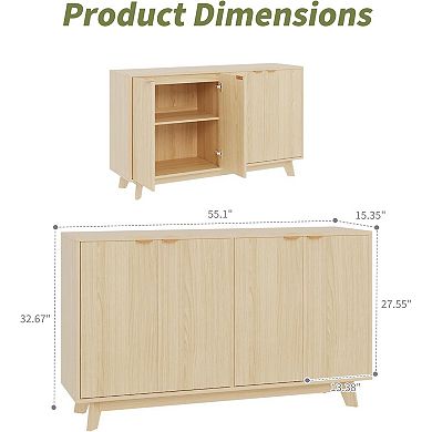 Garvee Sideboard Buffet Cabinet with Storage, Fluted Accent Credenza, for Living Room, Dining Room