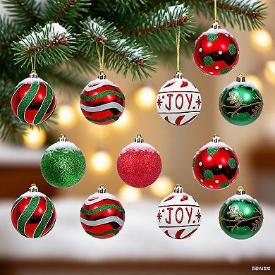 16ct Christmas Ball Ornaments, 2.36"/6cm Christmas Baubles Set, Red White Green