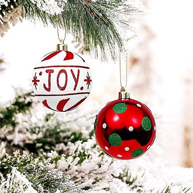 16ct Christmas Ball Ornaments, 2.36"/6cm Christmas Baubles Set, Red White Green