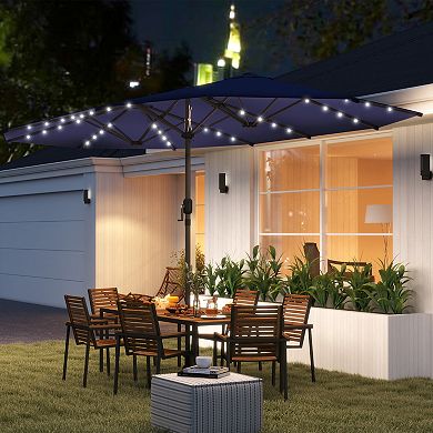 Outsunny Double-Sided Sun Umbrella, Garden Parasol with Light