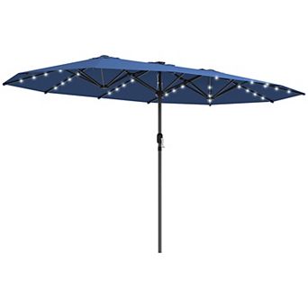 Outsunny Double-Sided Sun Umbrella, Garden Parasol with Light,