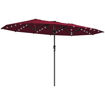 Outsunny Double-Sided Sun Umbrella, Garden Parasol with Light