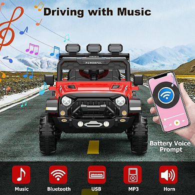 Ride on Car with 6 EVA Wheels&4WD, 12V Battery Powered Electric Car for Kids