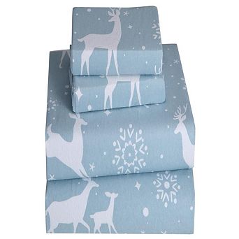 Christmas Sheets,Microfiber Bed Sheet Set, 16" Deep Pocket Fitted Sheet Winter Holiday Sheets Set