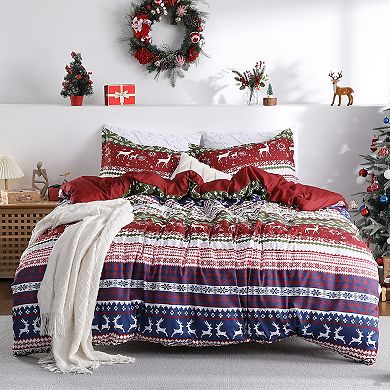 Christmas Duvet Cover Set Holiday Printed, Soft and Breathable Christmas Decorations Bedding Set