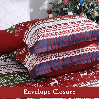 Christmas Duvet Cover Set Holiday Printed, Soft and Breathable Christmas Decorations Bedding Set