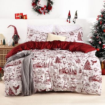 Christmas Duvet Cover Set Holiday Printed, Soft and Breathable Christmas Decorations Bedding Set