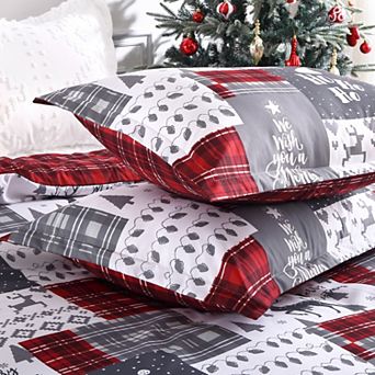 Christmas Duvet Cover Set Holiday Printed, Soft and Breathable Christmas Decorations Bedding Set