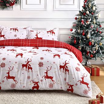 Christmas Duvet Cover Set Holiday Printed, Soft and Breathable Christmas Decorations Bedding Set