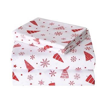 Christmas Flannel Sheets, 100% Cotton Printed Bed Sheet Set,16" Deep Pocket Winter Warm Sheets