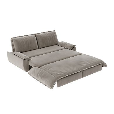 Whisen 3-in-1 Velvet Queen Sleeper Sofa Bed & Chaise Lounge & Loveseat Sofa, 2 Seats