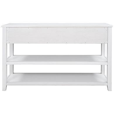 Whisen Retro Design Console Table with 3 Drawers and 2 Open Shelves