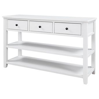Whisen Retro Design Console Table with 3 Drawers and 2 Open Shelves