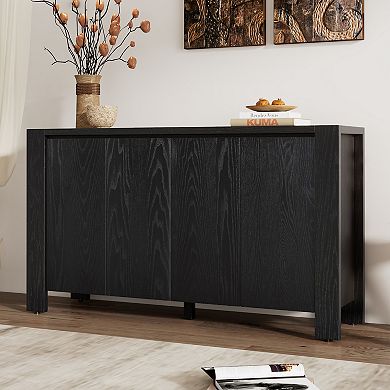 Whisen 4-Door Retro Sideboard, Buffet Cabinet for Dining Room, Kitchen and Living Room