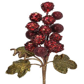 12" Jeweled Grape Cluster Pick - Sparkling Christmas Decoration