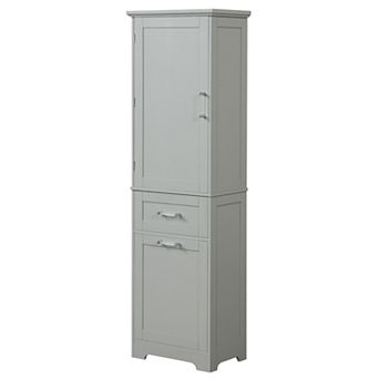 Whisen Bathroom Freestanding Storage Cabinet with Two Different Size Drawers and Adjustable Shelf