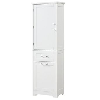 Whisen Bathroom Freestanding Storage Cabinet with Two Different Size Drawers and Adjustable Shelf