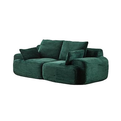 Whisen Large Memory Foam Compressed Sectional Sofa with Corduroy Fabric Extra Deep Loveseat
