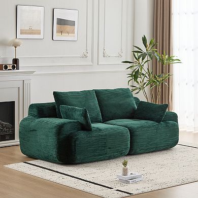 Whisen Large Memory Foam Compressed Sectional Sofa with Corduroy Fabric Extra Deep Loveseat