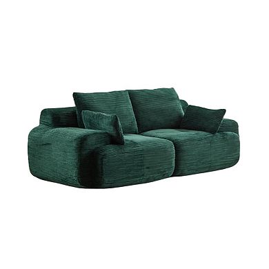 Whisen Large Memory Foam Compressed Sectional Sofa with Corduroy Fabric Extra Deep Loveseat