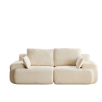 Whisen Large Memory Foam Compressed Sectional Sofa with Corduroy Fabric Extra Deep Loveseat