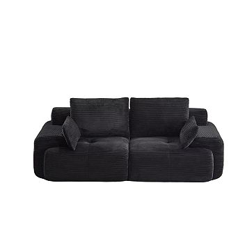 Whisen Large Memory Foam Compressed Sectional Sofa with Corduroy Fabric Extra Deep Loveseat