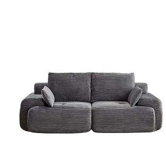 Whisen Large Memory Foam Compressed Sectional Sofa with Corduroy Fabric Extra Deep Loveseat