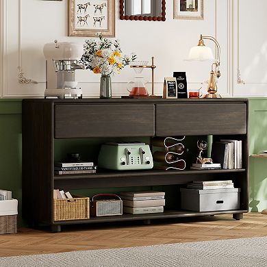 Whisen Vintage-style Console Table with Drawers and Shelves