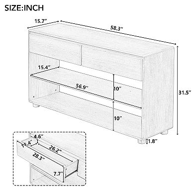 Whisen Vintage-style Console Table with Drawers and Shelves