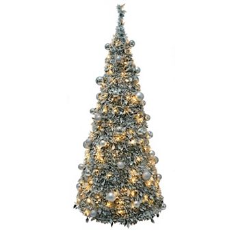 6FT Snow-Flocked Christmas Tree with Lights & Ornaments
