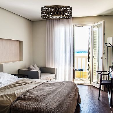 20.9" Antique Bronze Metal Caged Low Profile Ceiling Fan with Light