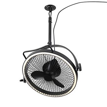 20" Industrial Black Integrated LED Rotatable Caged Ceiling Fan with Remote