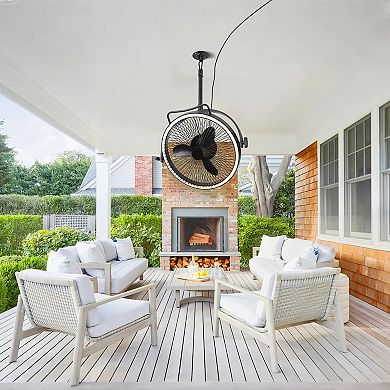 20" Industrial Black Integrated LED Rotatable Caged Ceiling Fan with Remote