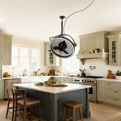 20" Industrial Black Integrated LED Rotatable Caged Ceiling Fan with Remote