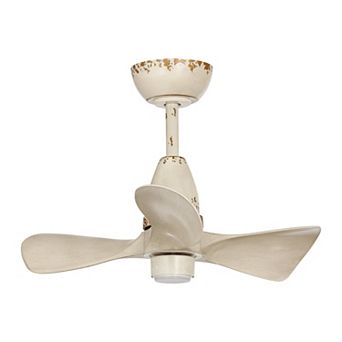 28" Distressed Beige 3-Blade DC Motor Ceiling Fan with Light and Remote