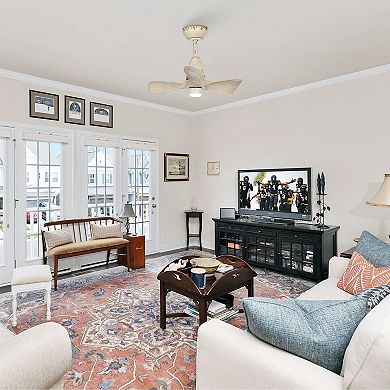 28" Distressed Beige 3-Blade DC Motor Ceiling Fan with Light and Remote