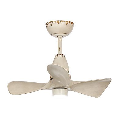 28" Distressed Beige 3-Blade DC Motor Ceiling Fan with Light and Remote