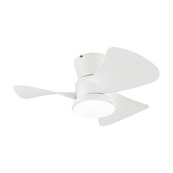 31" Modern White Dimmable LED Hugger Ceiling Fan with Light and Remote