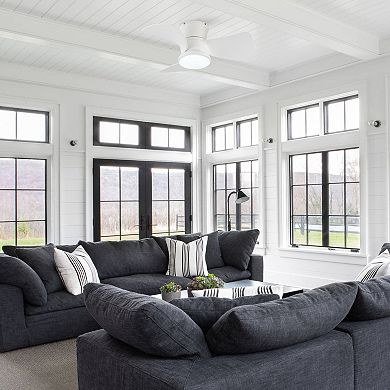 31" Modern White Dimmable LED Hugger Ceiling Fan with Light and Remote