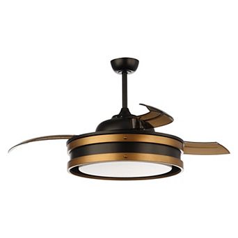 52" Vintage Brass Bladeless Smart Ceiling Fan with Light and Remote, App Control, Voice Control