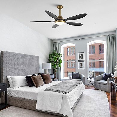 52" Antique Brass Smart Ceiling Fan with Light and Remote, App Control, Voice Control