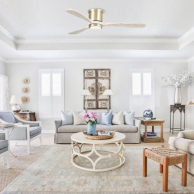 52" Gold Low Profile Smart Ceiling Fan with Light and Remote Control, App Control, Voice Control