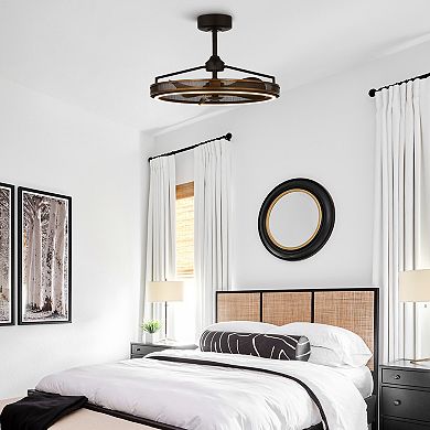 27" Matte Black ABS 3-blade LED Fandelier Bladeless Ceiling Fan with Light and Remote