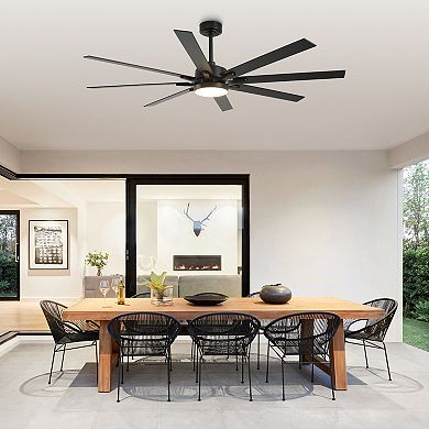 65-Inch Modern Reversible Dimmable Large Ceiling Fan with Light and Remote