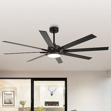 65-Inch Modern Reversible Dimmable Large Ceiling Fan with Light and Remote