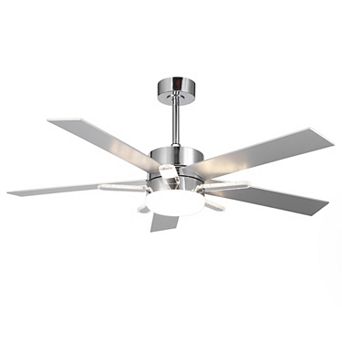 52-Inch Chrome Modern Integrated LED Ceiling Fan with 5 Acrylic Bars and Remote
