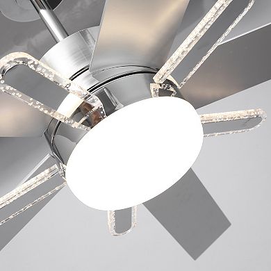 52-Inch Chrome Modern Integrated LED Ceiling Fan with 5 Acrylic Bars and Remote