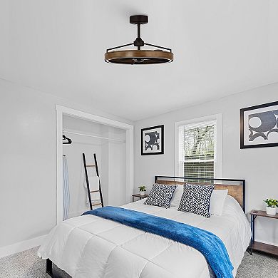 27-inch Rustic 3-Blade LED Ceiling Fan with Light and Remote