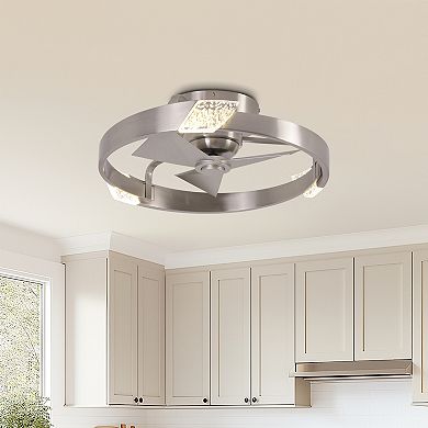 Modern Sand Nickel Dimmable LED Low Profile Ceiling Fan with Remote and Light